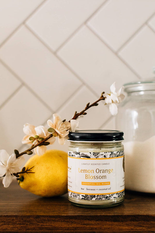 Fontana Lemon Orange Blossom Essential Oil Candle - Non Toxic - Lilly.B 14 oz Tin