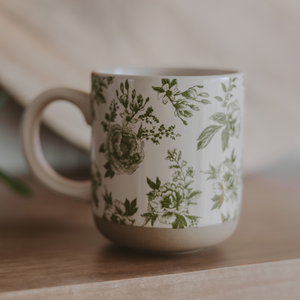 *NEW* Green Delft Stoneware Coffee Mug - Spring Home Decor