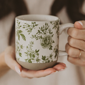 *NEW* Green Delft Stoneware Coffee Mug - Spring Home Decor
