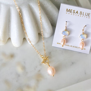 Opalite and Blush Pearl Earrings