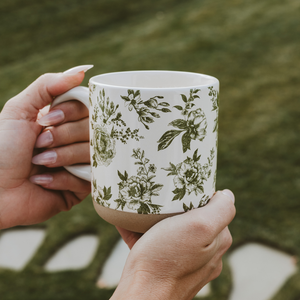 *NEW* Green Delft Stoneware Coffee Mug - Spring Home Decor