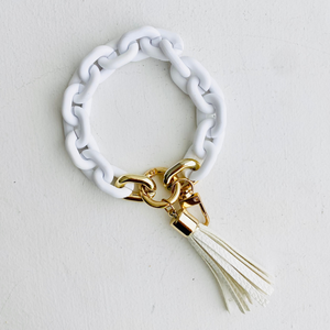 Chain Link Bangle Keychain | Boho Acrylic Wristlet Key Ring: Black