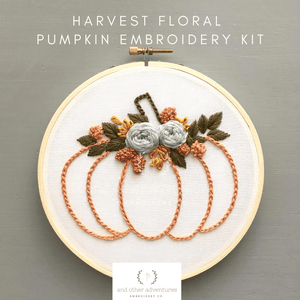 Beginner Embroidery Kit - Harvest Floral Pumpkin