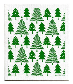 Swedish Dishcloth - Christmas Forest - Green: Green