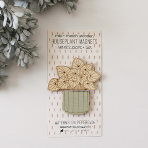 Watermelon peperomia wooden magnets