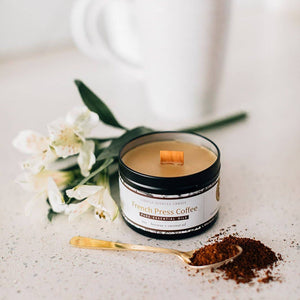 French Press Coffee Essential Oil Small Tin Candle