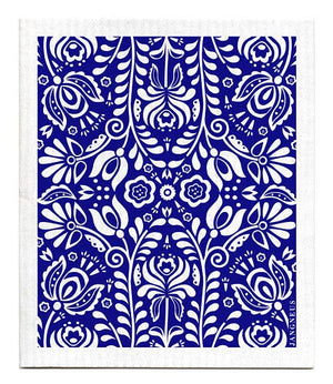 Swedish Dishcloth - Scandi Bloom - Blue: Blue